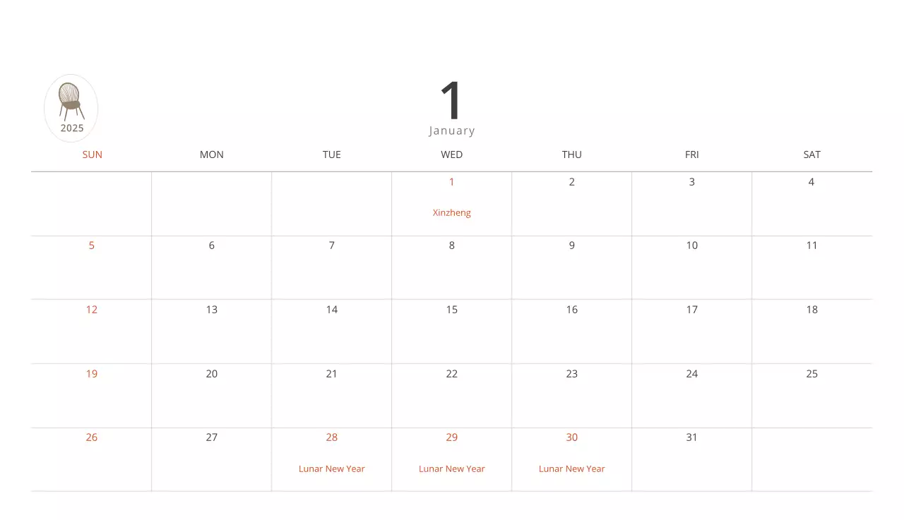 Kalender interior minimalis berwarna krem
