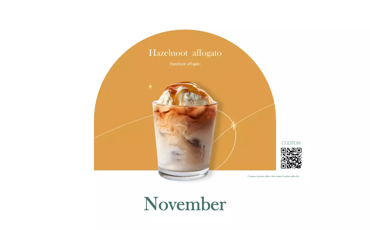 Een moderne cafékalender met aanbevelingen voor de drank van de maand