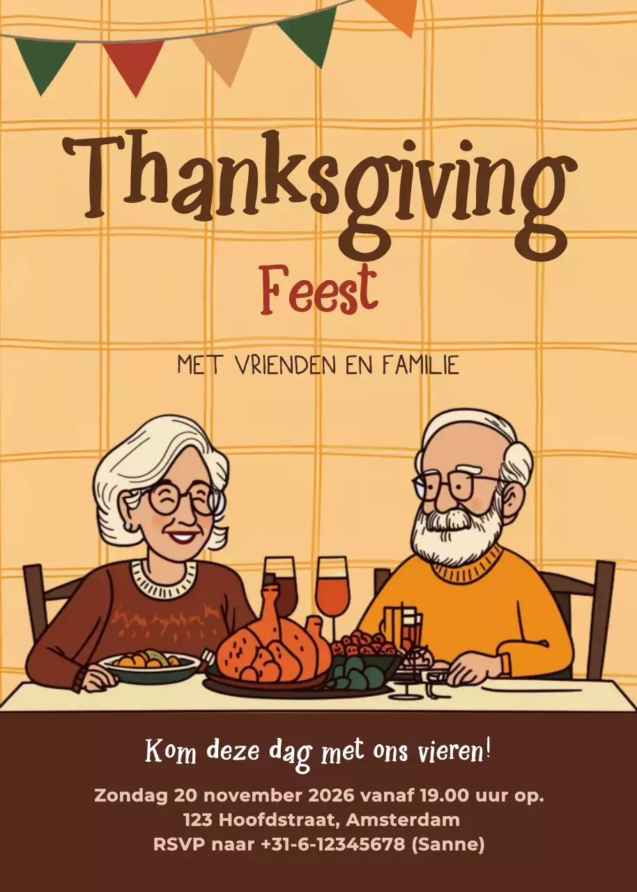 oranje vintage uitnodiging voor Thanksgiving