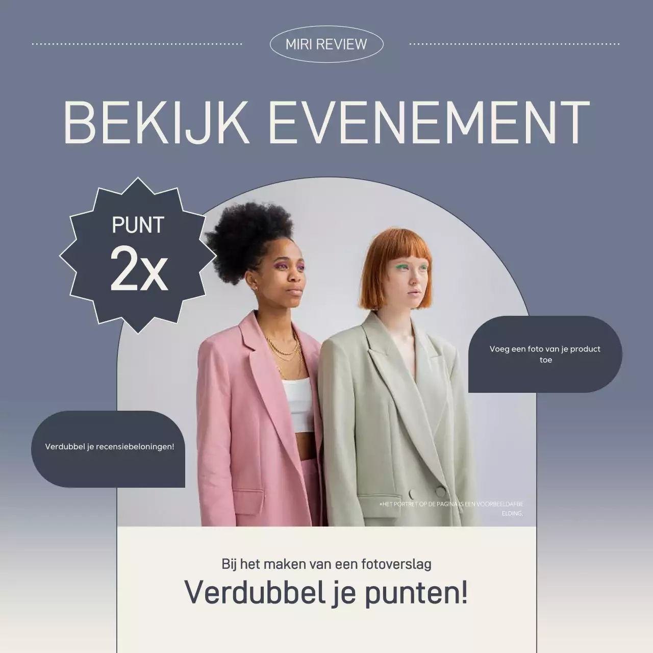Eenvoudige overzichtsadvertentie in marineblauw en beige