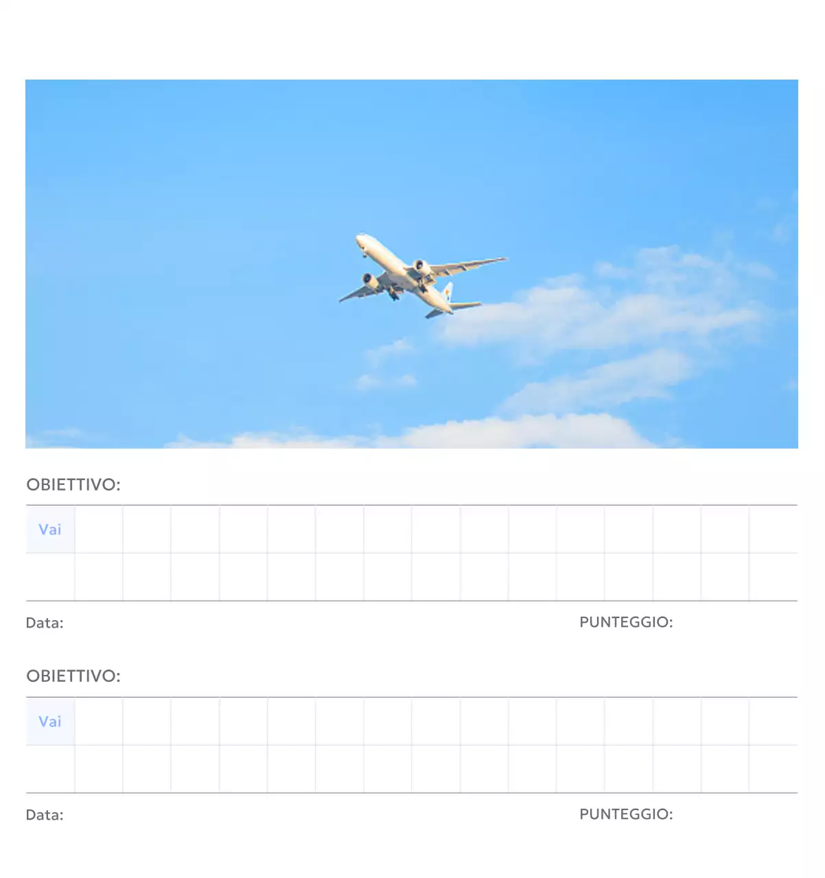 Calendario con foto tracciatore di obiettivi con un tocco di blu