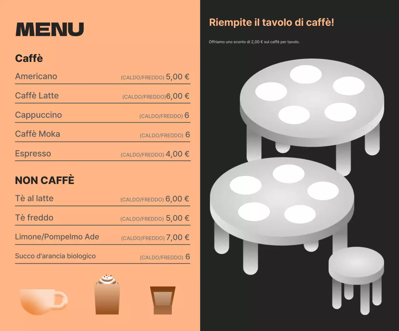 Annuncio di un caffè moderno nero
