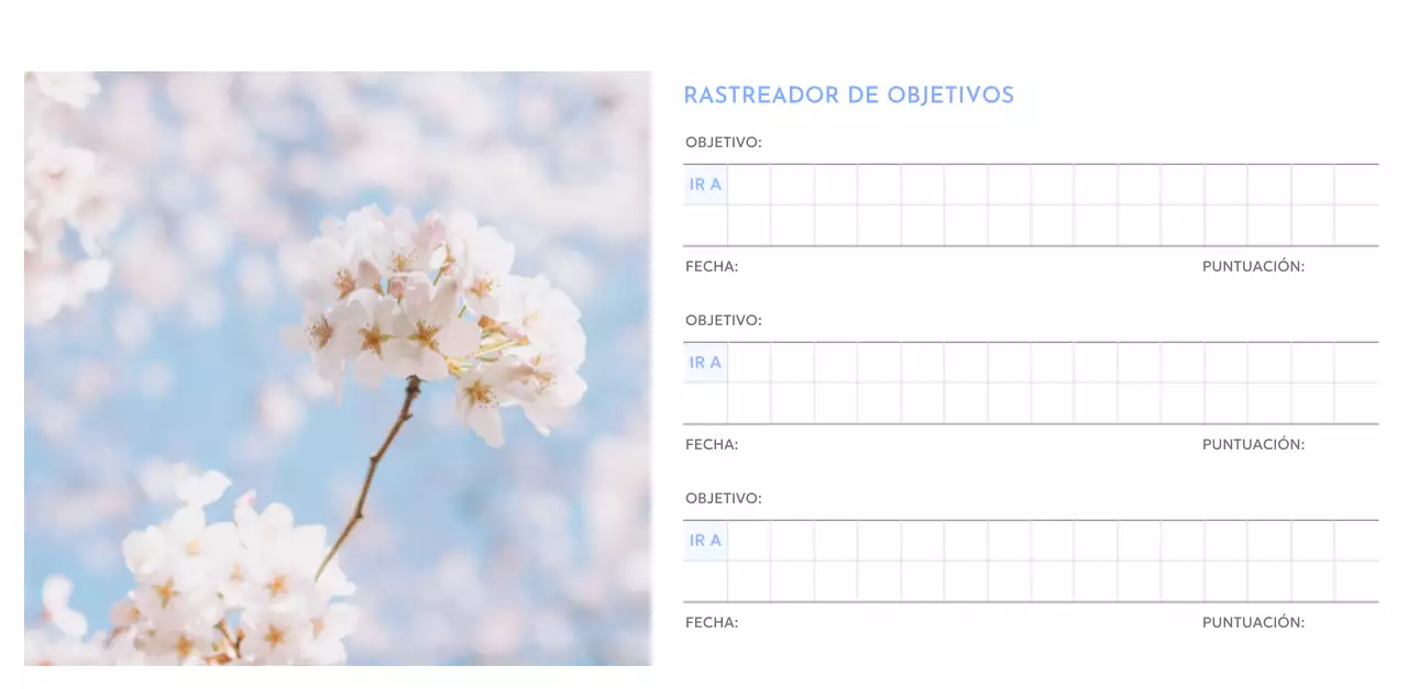 Calendario fotográfico de seguimiento de objetivos con un toque de azul