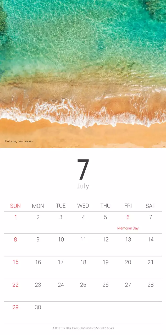 White clean botanical nature calendar