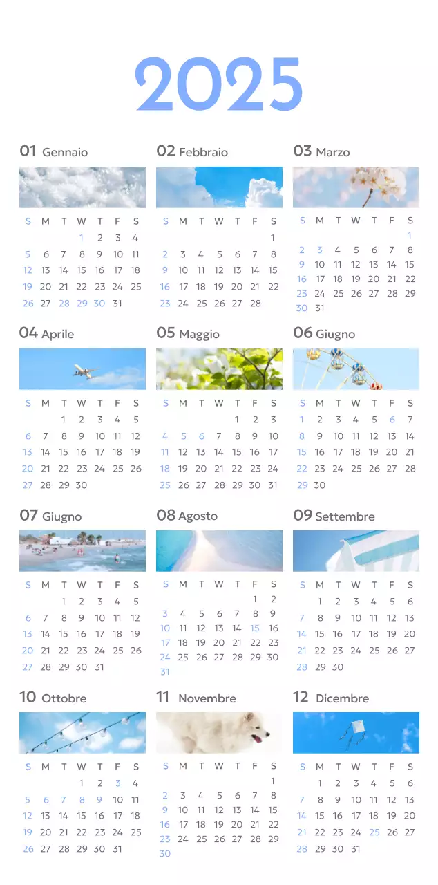 Calendario con foto tracciatore di obiettivi con un tocco di blu