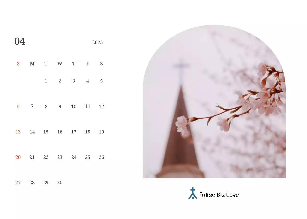 Calendrier photographique conceptuel mettant en scène des églises dans des paysages.