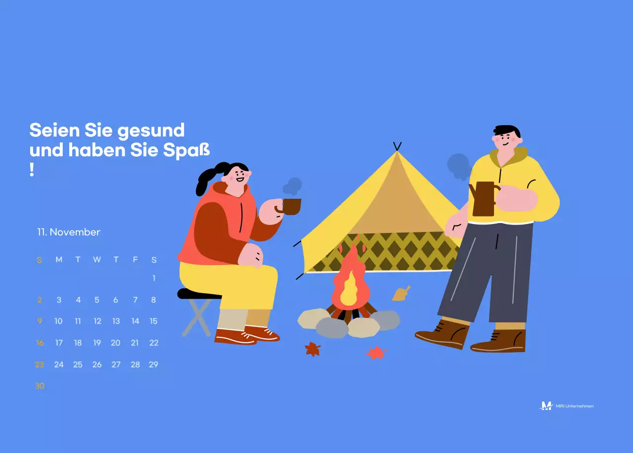 Motivationskalender mit energiegeladenen Illustrationen und positiven Zitaten auf hellblauem Hintergrund