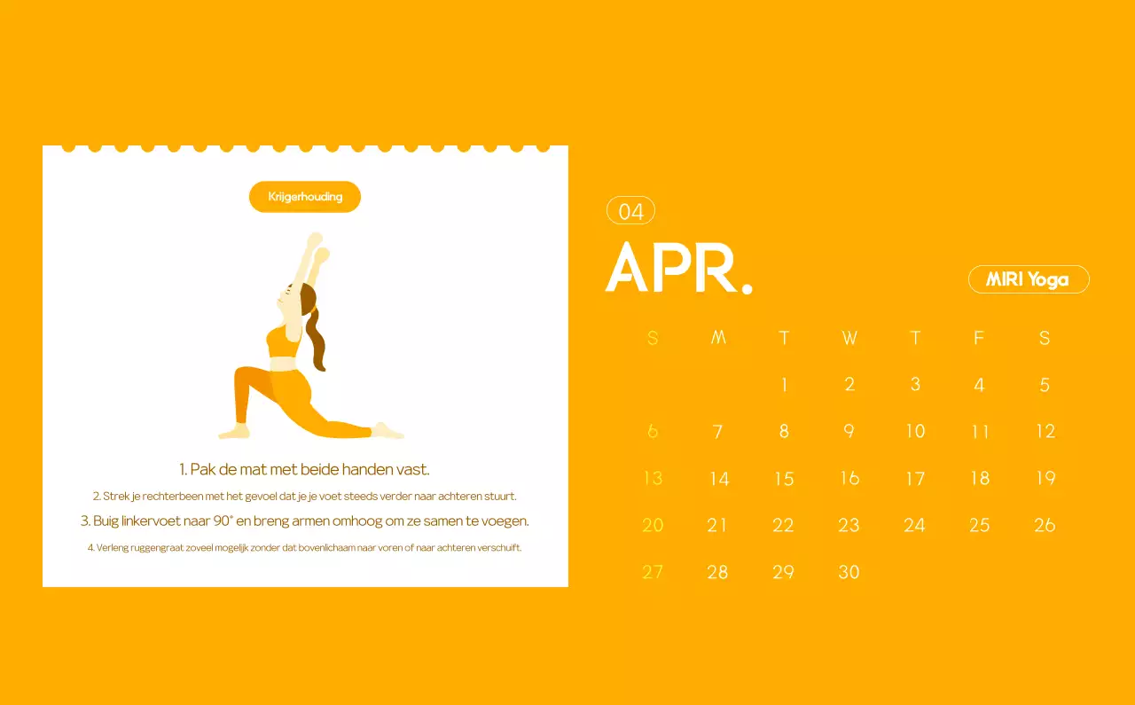 Oranje Minimalistische Yoga Promotiekalender