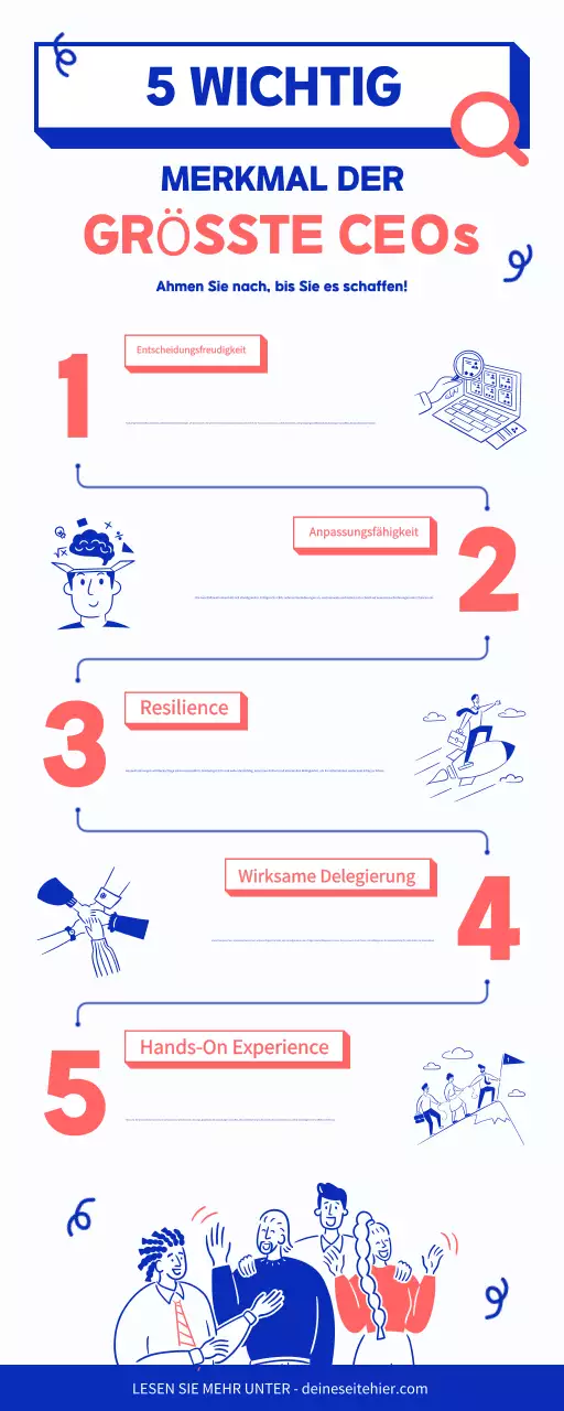 Blau und Rot Modern Lebendig Wichtiges Charakteristikum Leitfaden Infografik