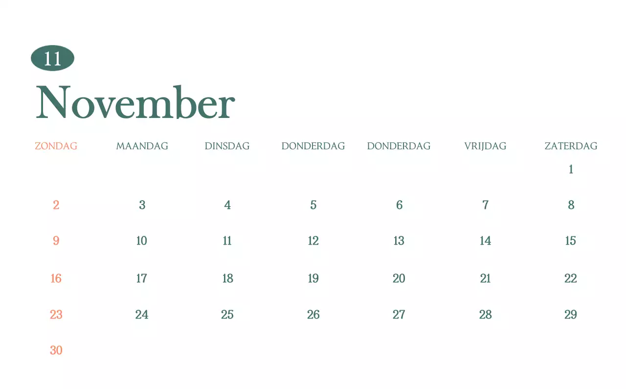 Een moderne cafékalender met aanbevelingen voor de drank van de maand
