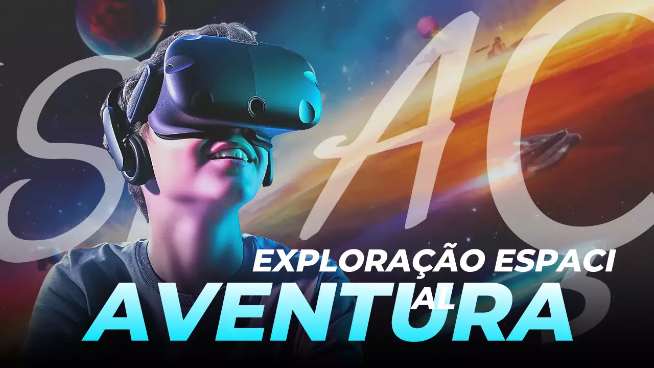 Anúncio espacial futurista azul