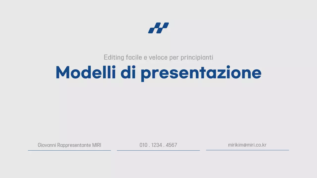 Semplice relazione di presentazione in blu e grigio, facile e veloce da modificare