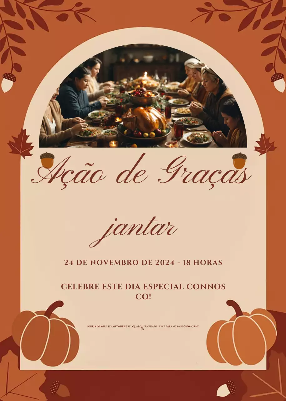 convite castanho tradicional de Ação de Graças