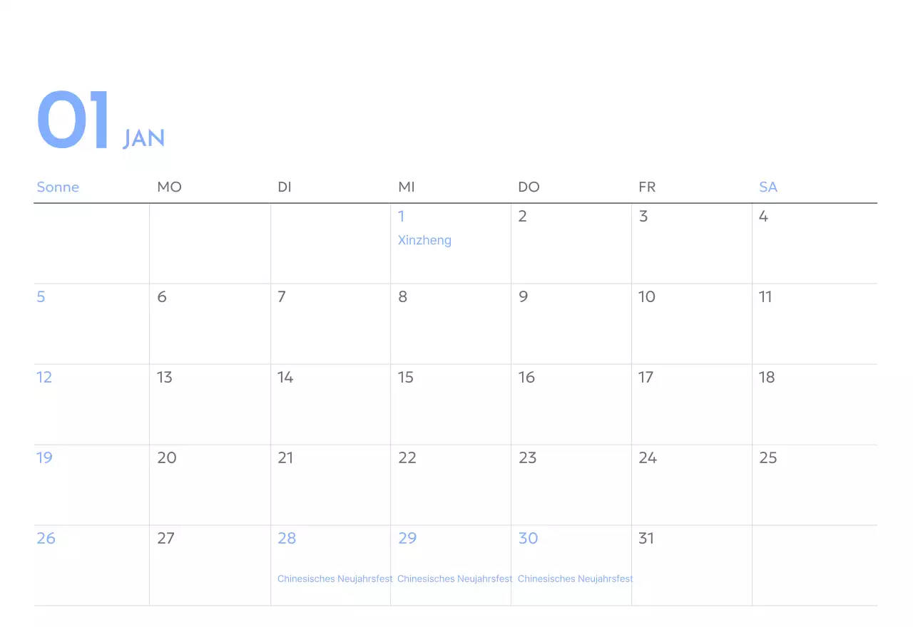 Foto-Zielverfolgungskalender mit einem Hauch von Blau
