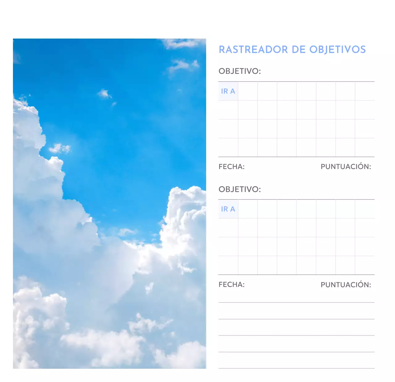 Calendario fotográfico de seguimiento de objetivos con un toque de azul
