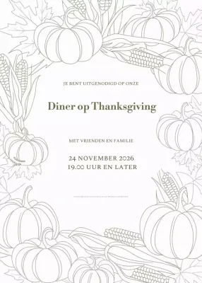 beige traditionele uitnodiging voor Thanksgiving