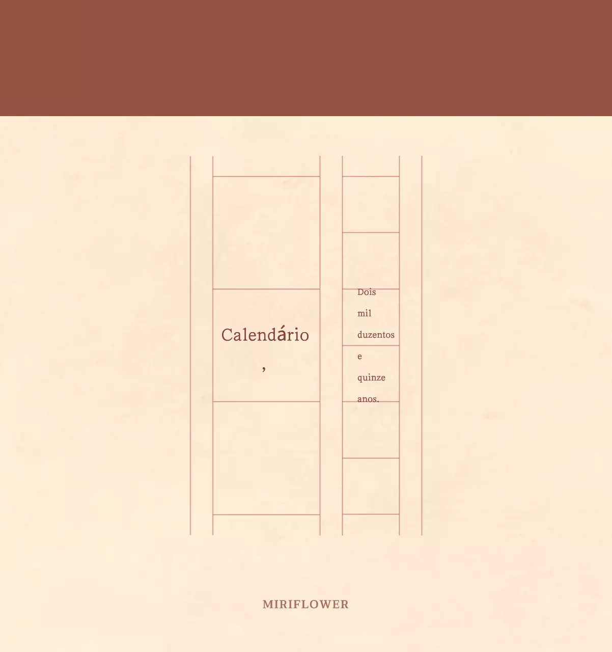Um calendário florista sentimental num conceito de papel de lã castanho claro e castanho