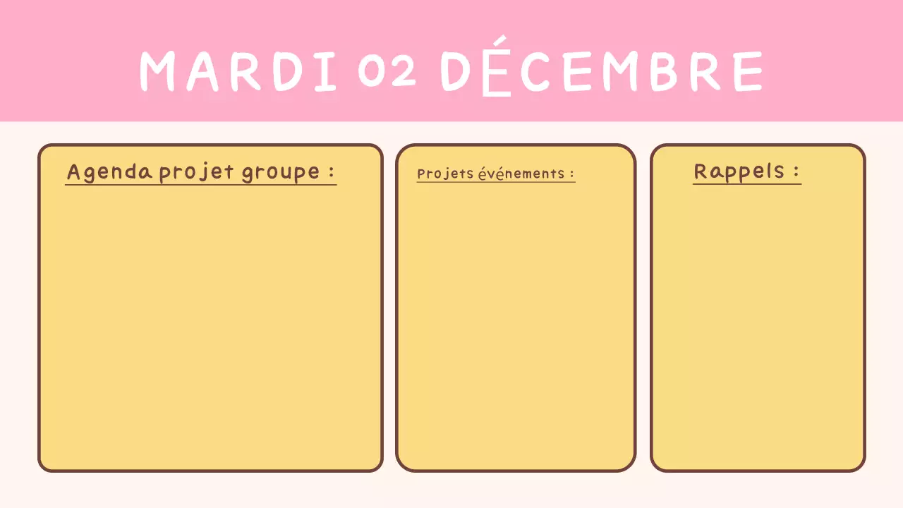 Agenda jaune simple pour l'école