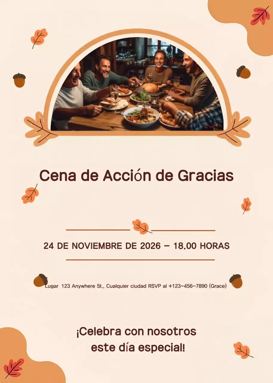 beige invitación tradicional de Acción de Gracias
