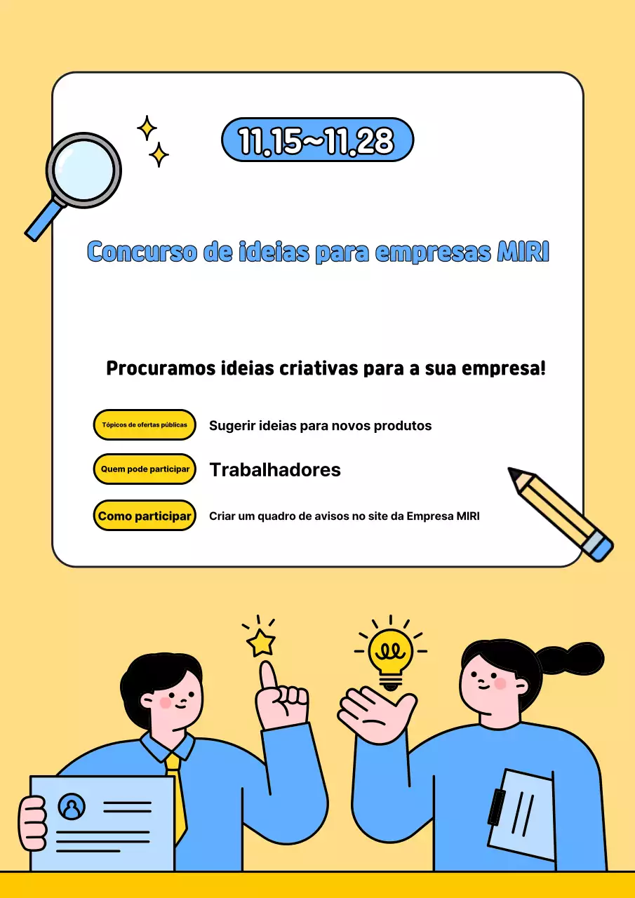 Convite à apresentação de propostas em amarelo