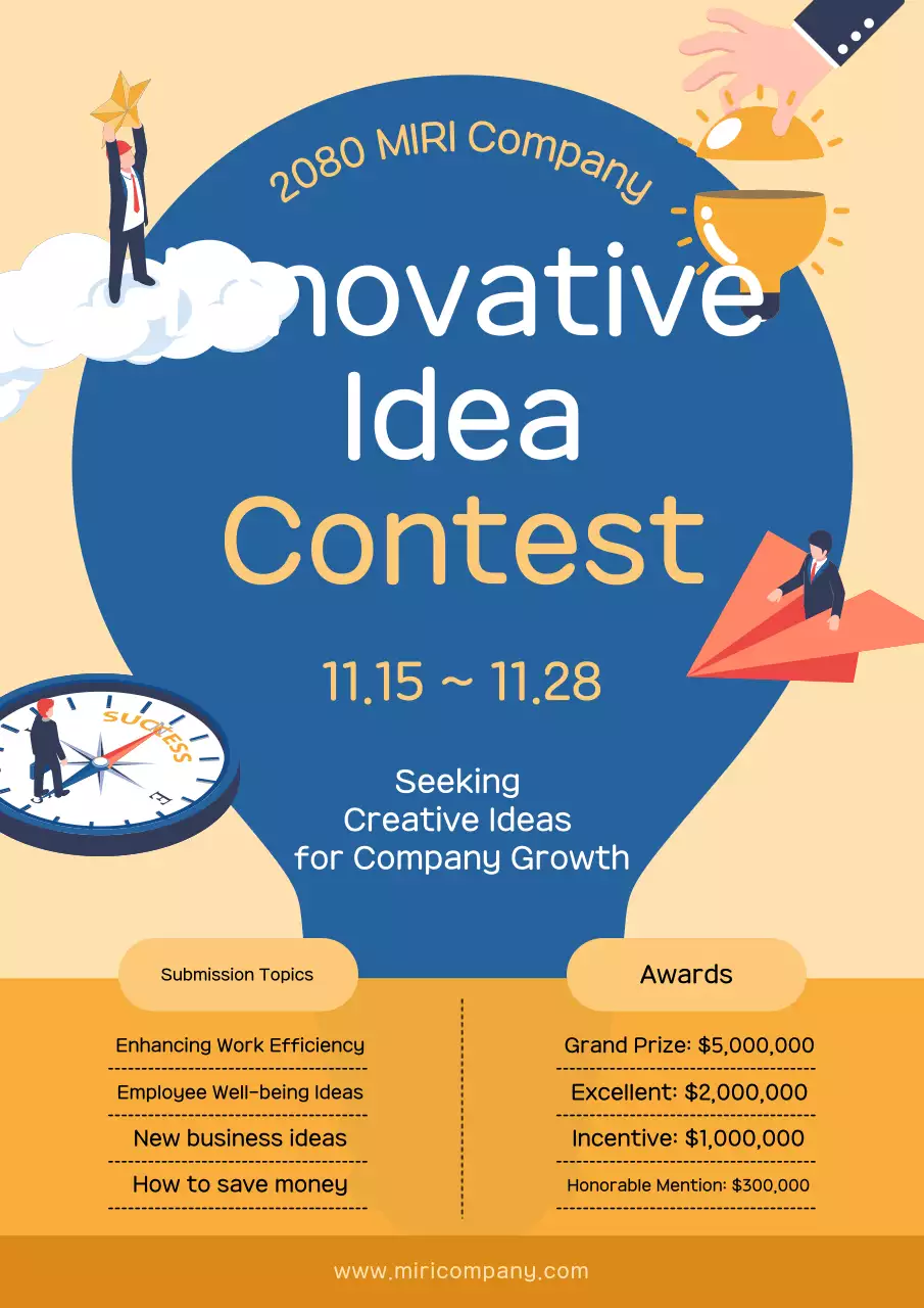 Poster thông báo cuộc thi hiện đại màu be