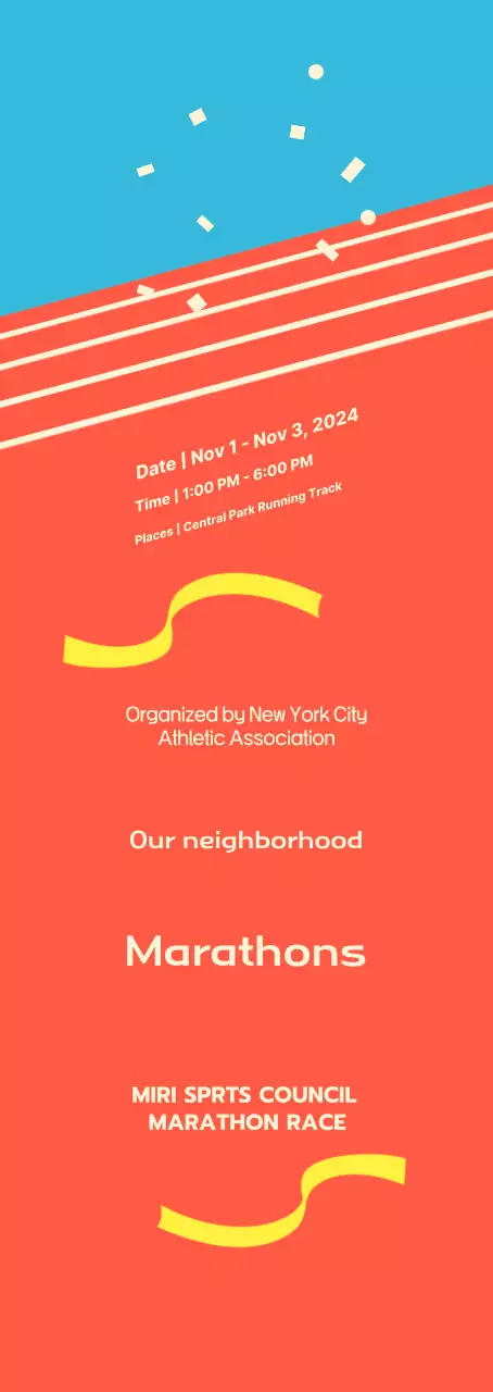 Acara maraton berwarna oranye cerah