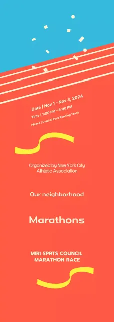 Acara maraton berwarna oranye cerah