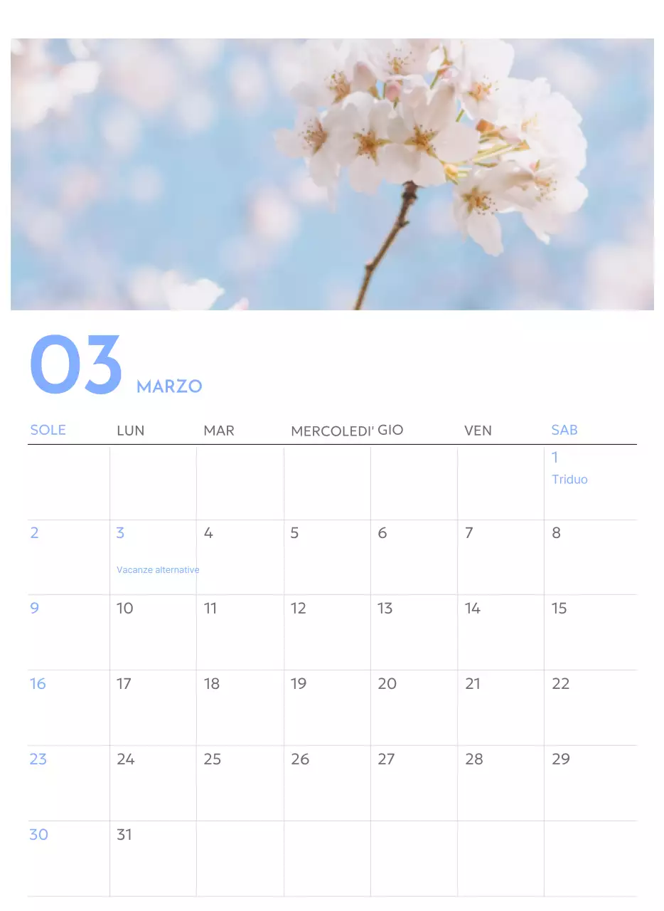 Calendario con foto tracciatore di obiettivi con un tocco di blu
