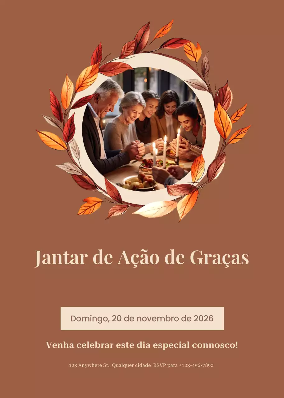 convite rústico castanho para o Dia de Ação de Graças