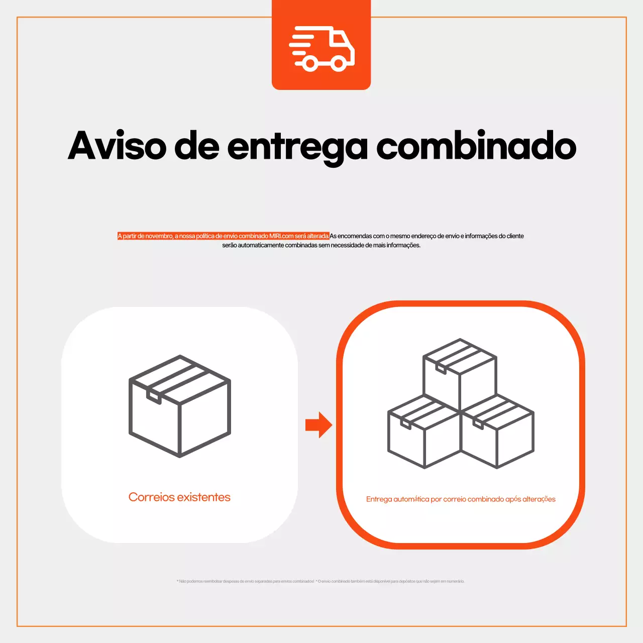 Informações de envio Orange Simple