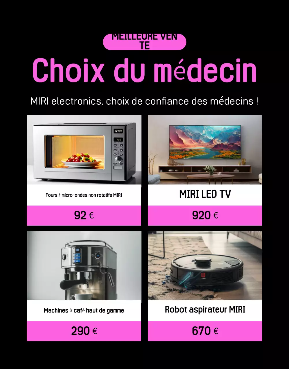 Publicité kitsch pour les soldes du vendredi noir en noir et rose vif