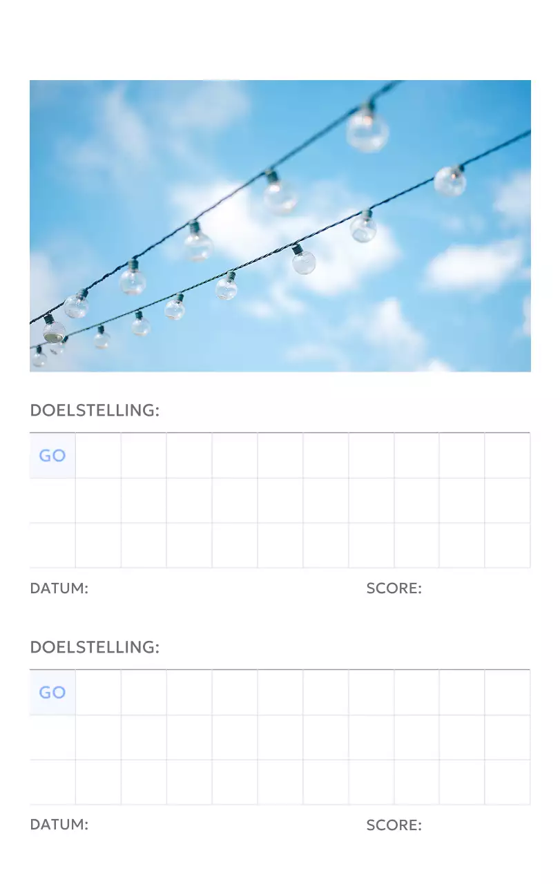 Photo goal tracker kalender met een vleugje blauw