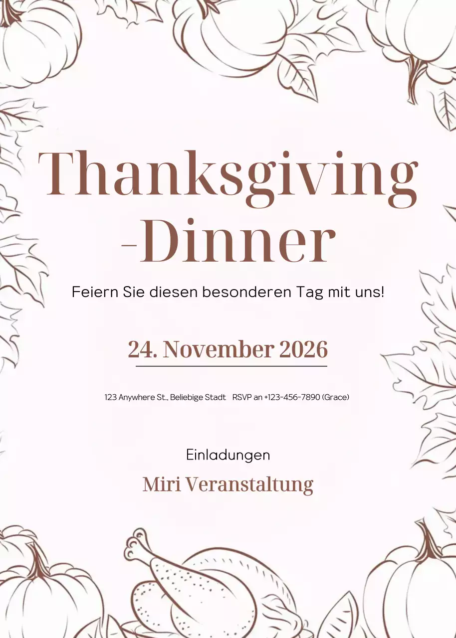 beige elegante Danksagung Einladung