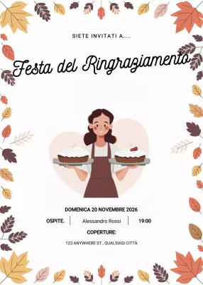 invito rustico arancione per la festa di ringraziamento
