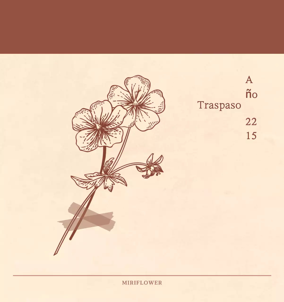 Un calendario sentimental de floristería en papel de lana marrón claro y marrón concepto