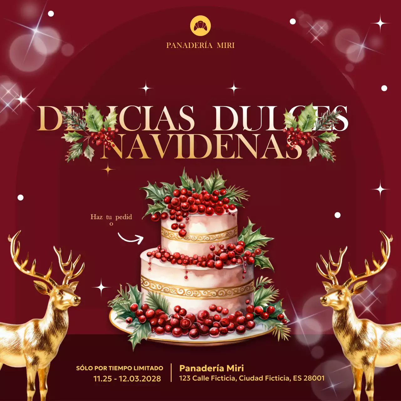 Promoción de la panadería festiva granate