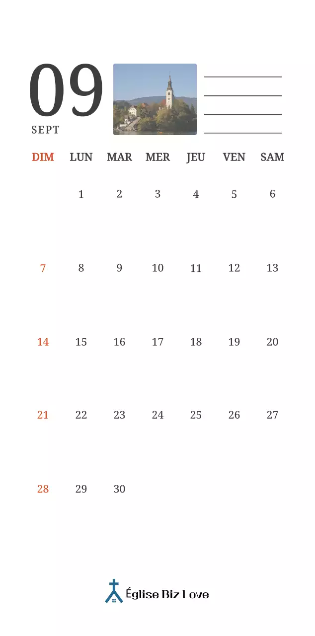 Calendrier photographique conceptuel mettant en scène des églises dans des paysages.