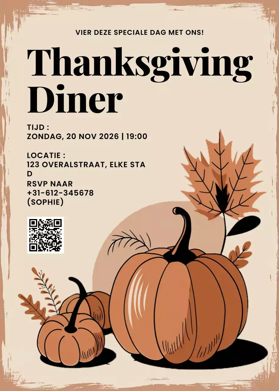 Rustieke Thanksgiving-uitnodiging beige