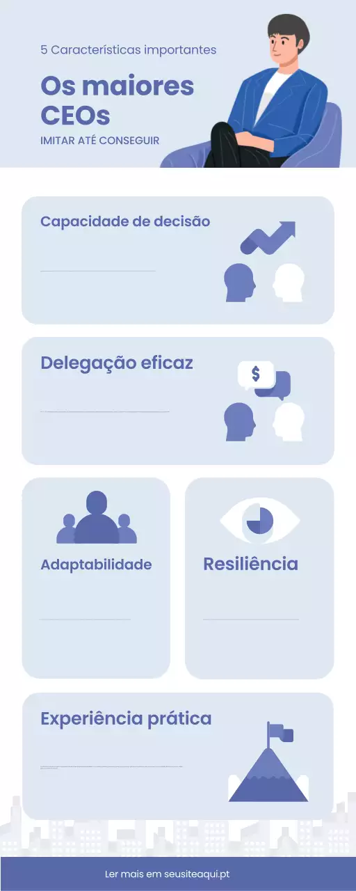 Infográficos modernos de gestão empresarial em branco e azul
