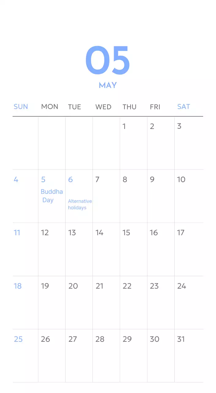 Photo goal tracker calendar with a splash of blue