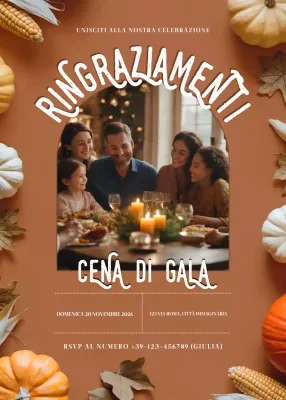 invito tradizionale arancione per il Ringraziamento