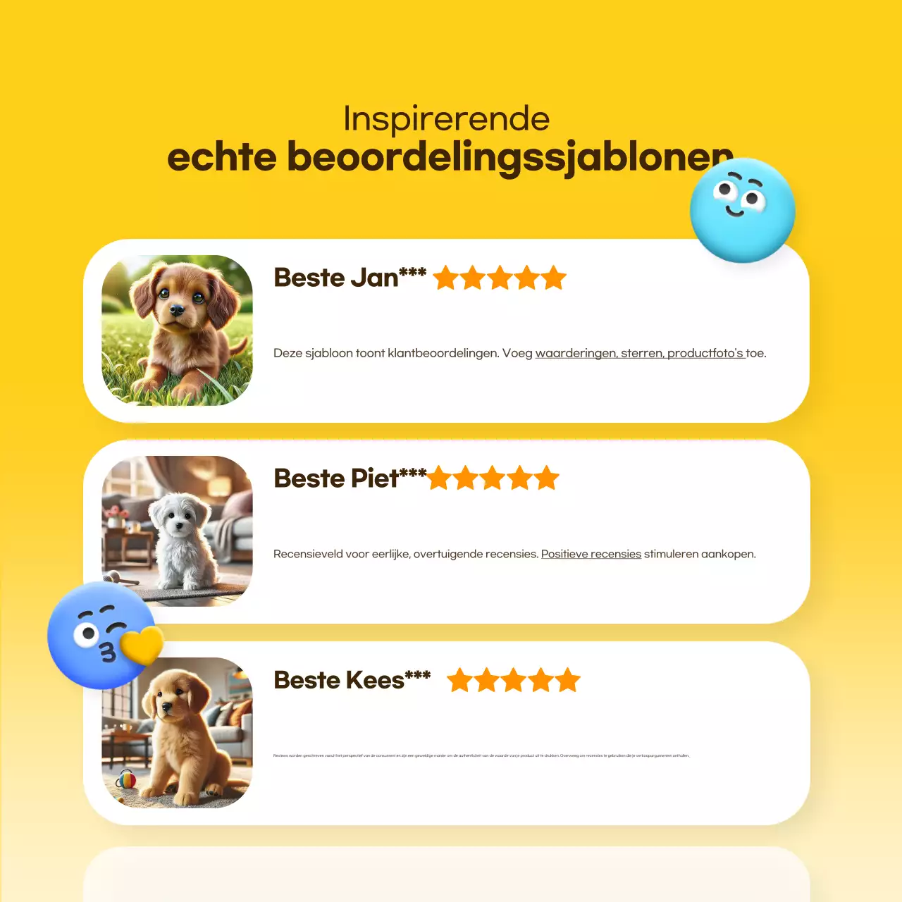 Promoot gele eenvoudige beoordelingssjabloon