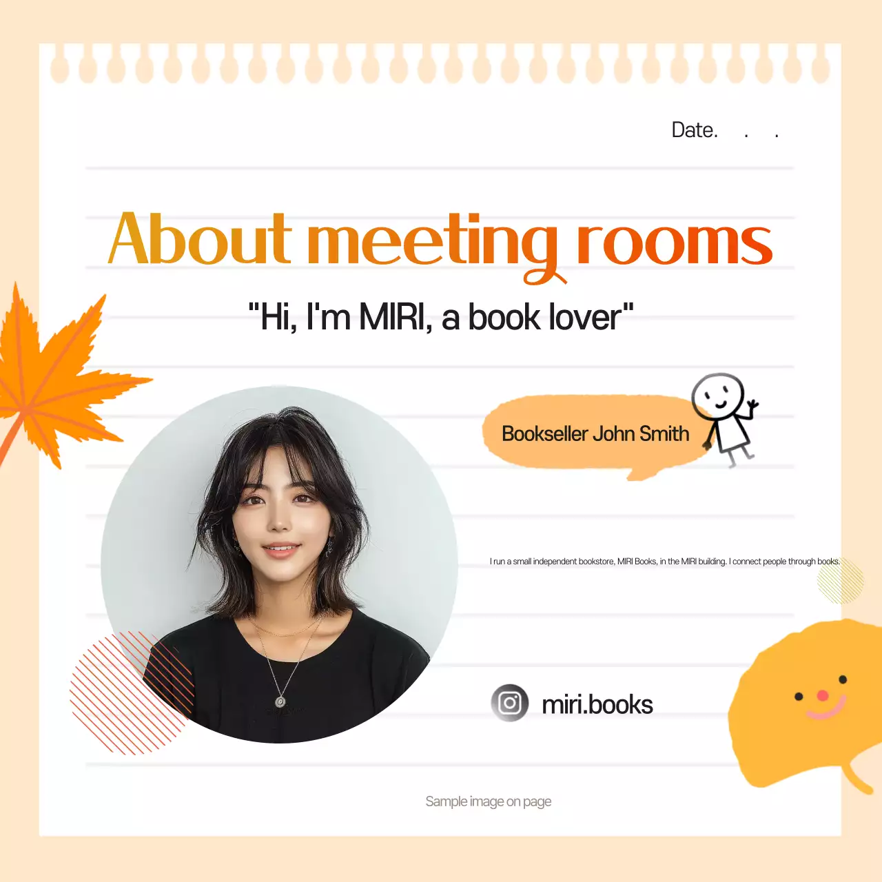 A cute orange and yellow fall reading group recruitment ad