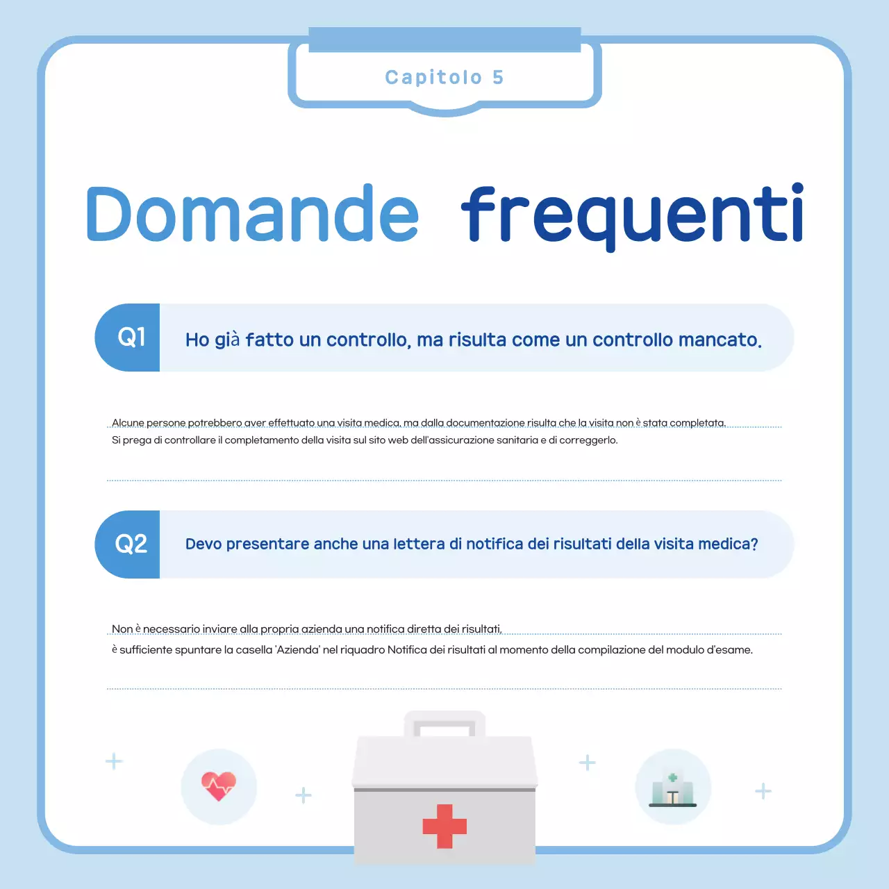 Semplice avviso di visita medica in azzurro