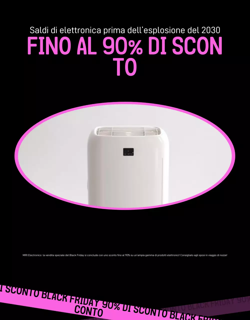 Annuncio kitsch per i saldi del Black Friday in nero e rosa acceso