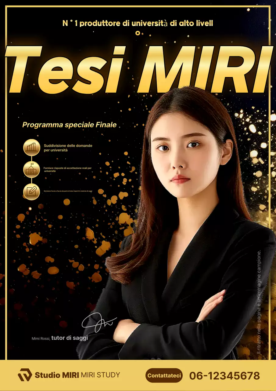 Annunci di lezioni di tesi evidenziati in nero e oro