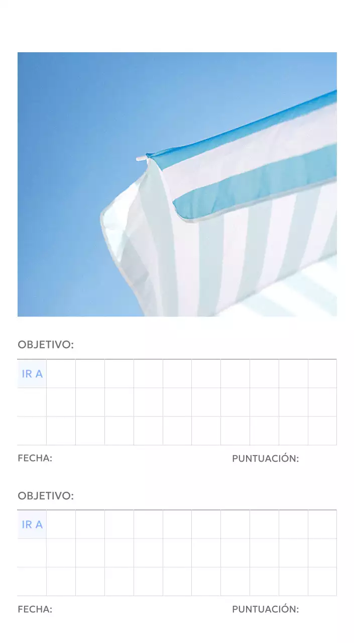 Calendario fotográfico de seguimiento de objetivos con un toque de azul