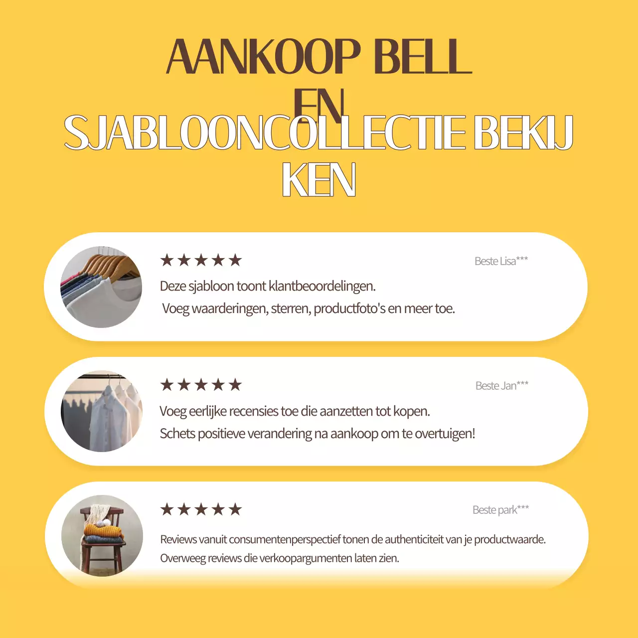 Een verzameling eenvoudige beoordelingssjablonen in geel