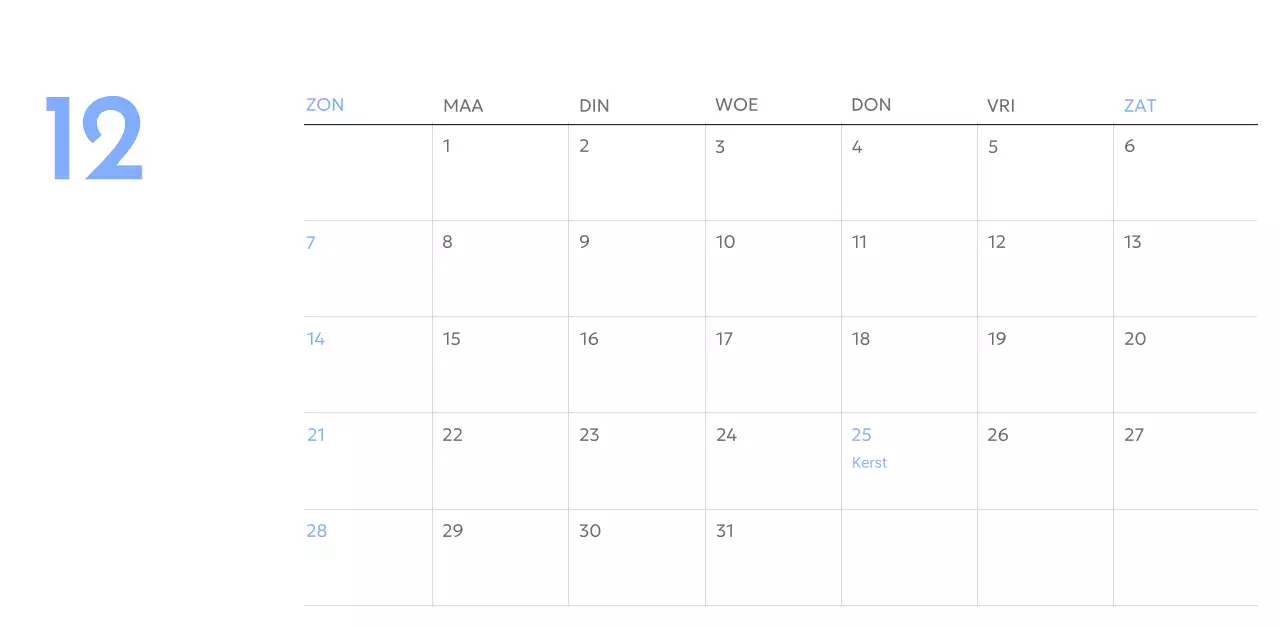 Photo goal tracker kalender met een vleugje blauw