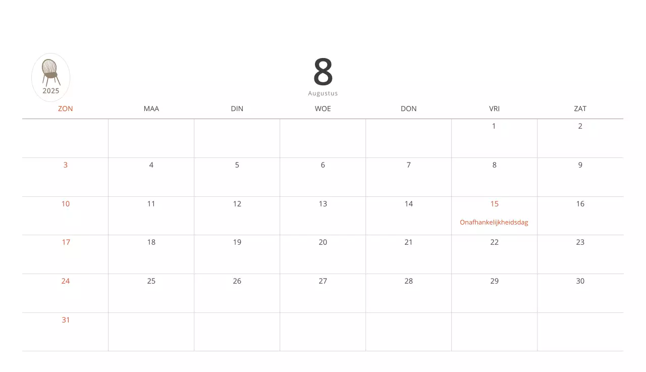 Beige minimalistische interieurkalender